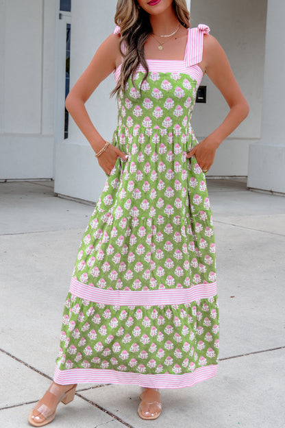 Striped Maxi Floral Dress