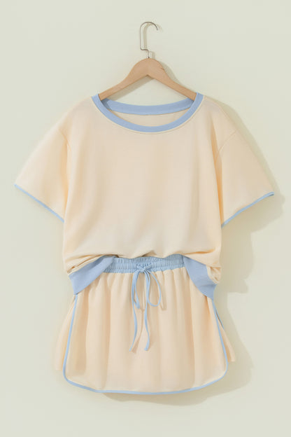 Turquoise Colorblock Edge Two-Piece Set