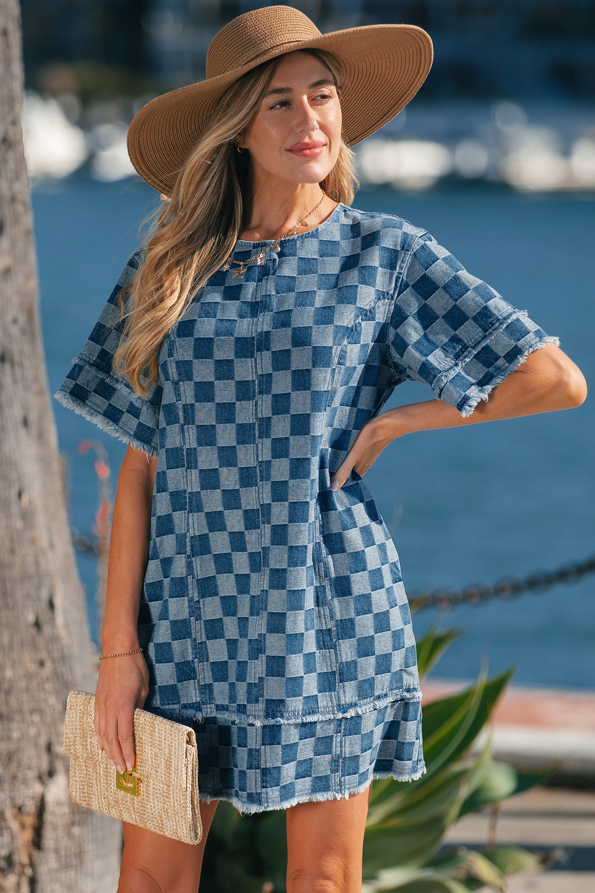 Frayed Hem Denim Mini Dress