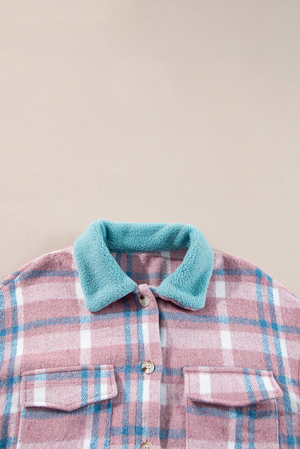 Color Block Collared Plaid Shackets
