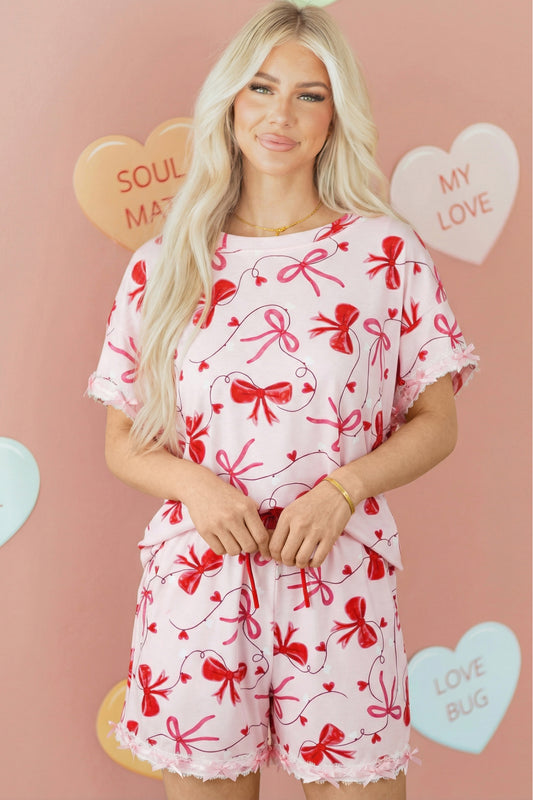Romantic Bow Drawstring Lounge Set