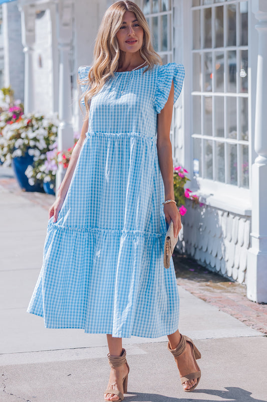 Ruffled Short Sleeve Maxi Dress