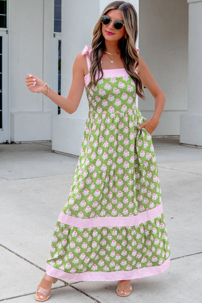 Striped Maxi Floral Dress