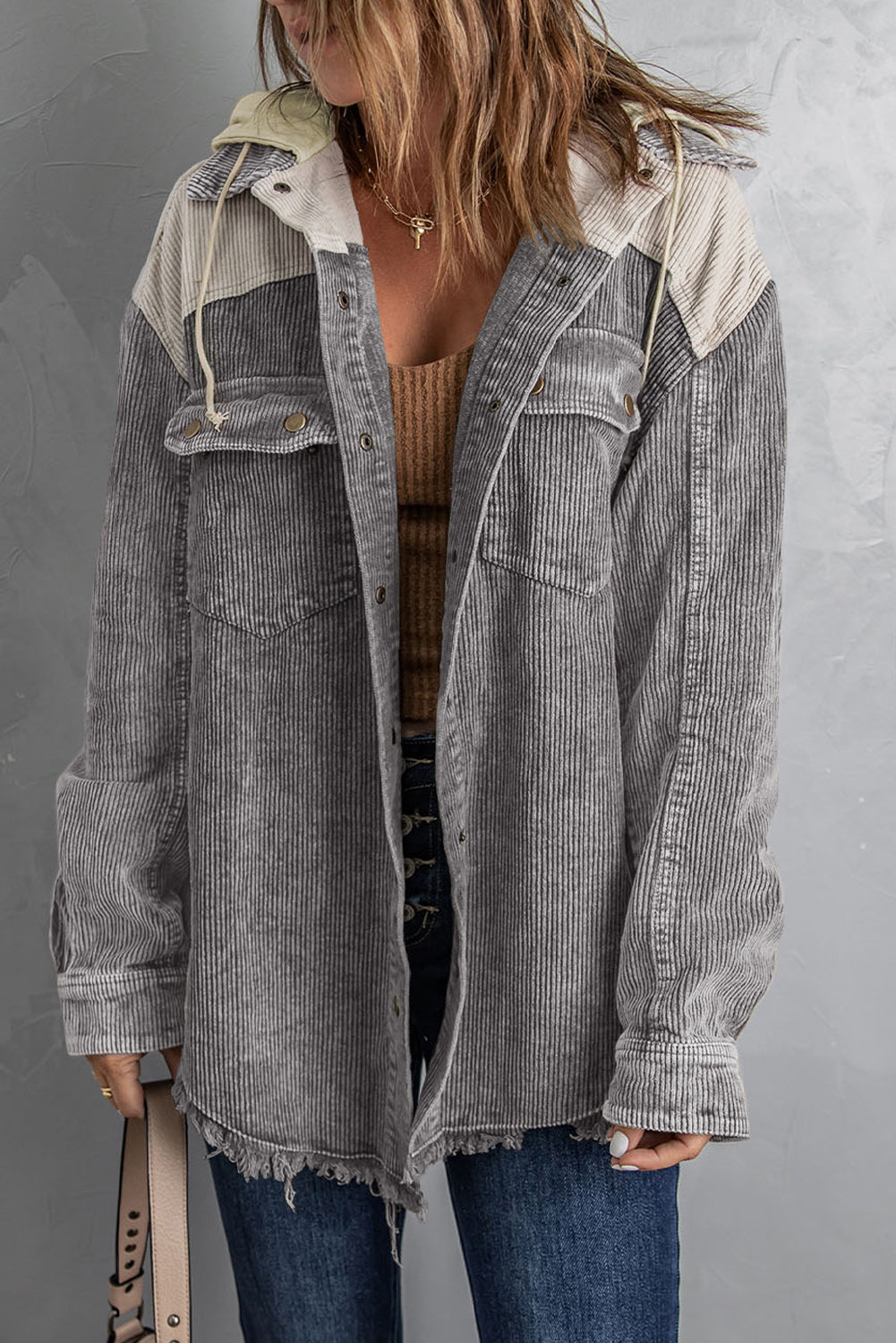 Color Block Button Down Jackets