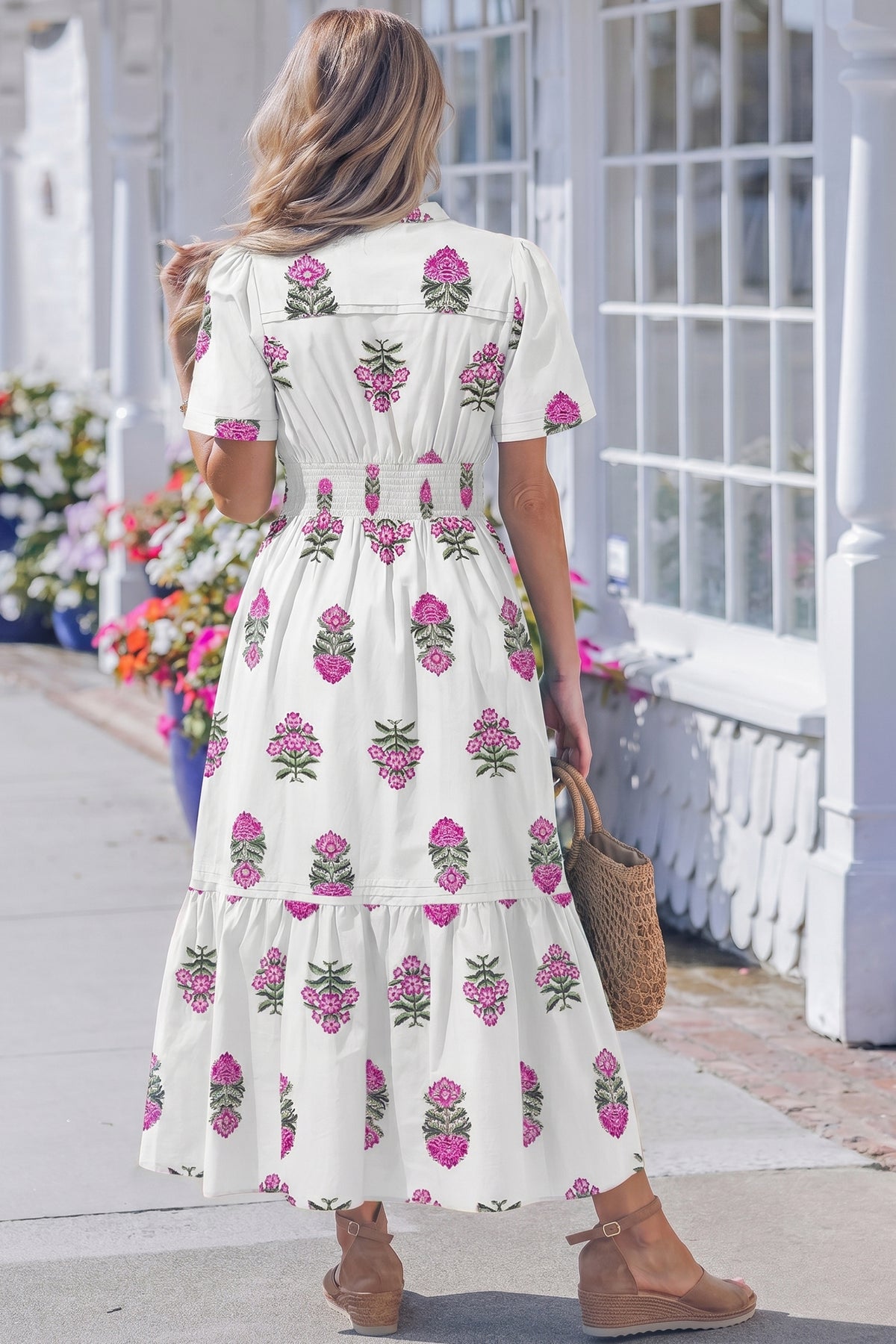 Floral Shirred Maxi Dress
