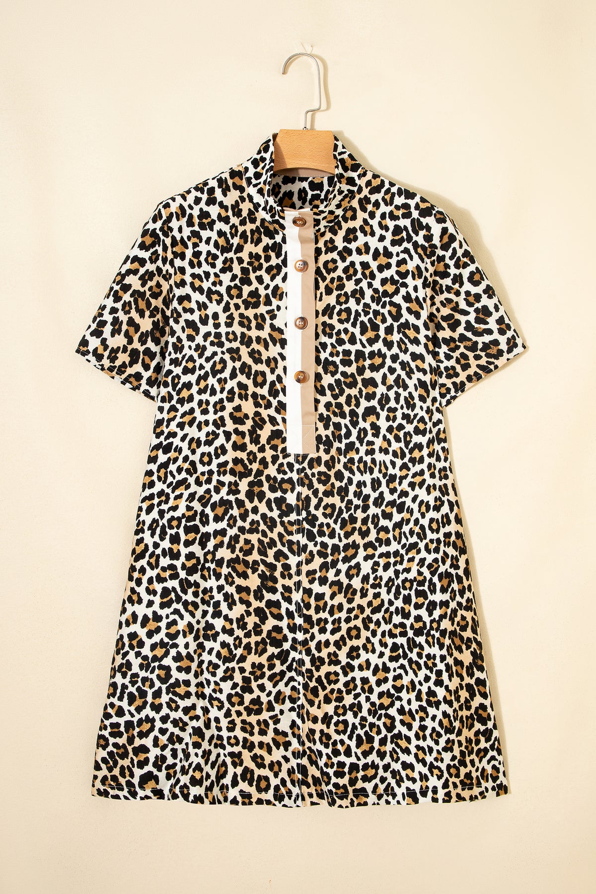 Short Sleeve Leopard Mini Dress