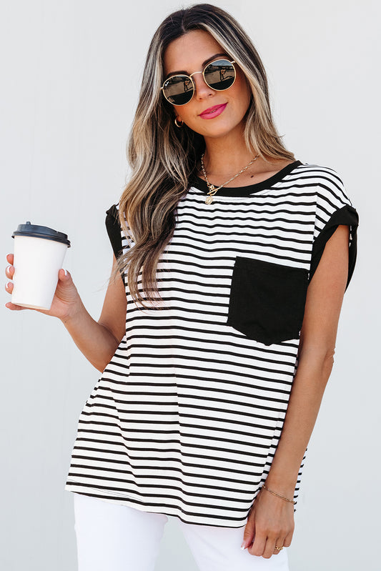 Stripe Chest Pocket Tank Top