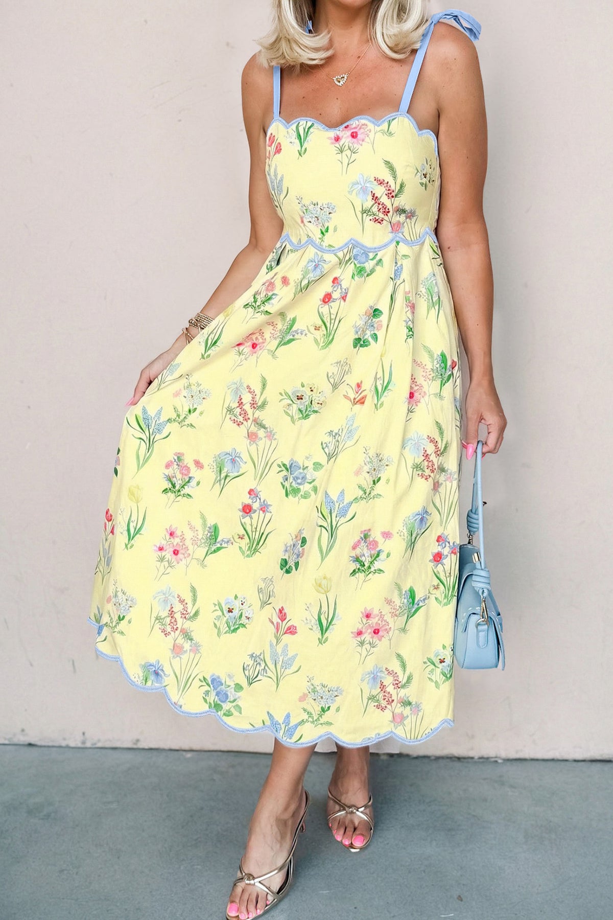 High Waist Midi Floral Dress