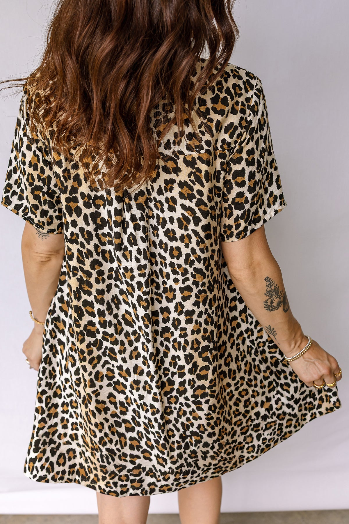 Short Sleeve Leopard Mini Dress