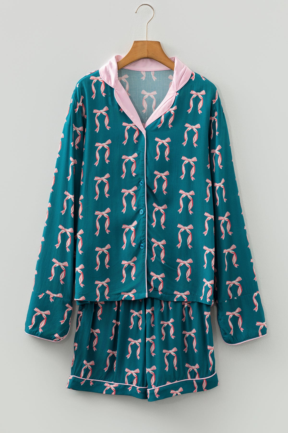 Ribbon Long Sleeve Pajama Set