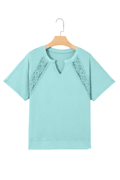 Raw Cut Notched Lace Tee