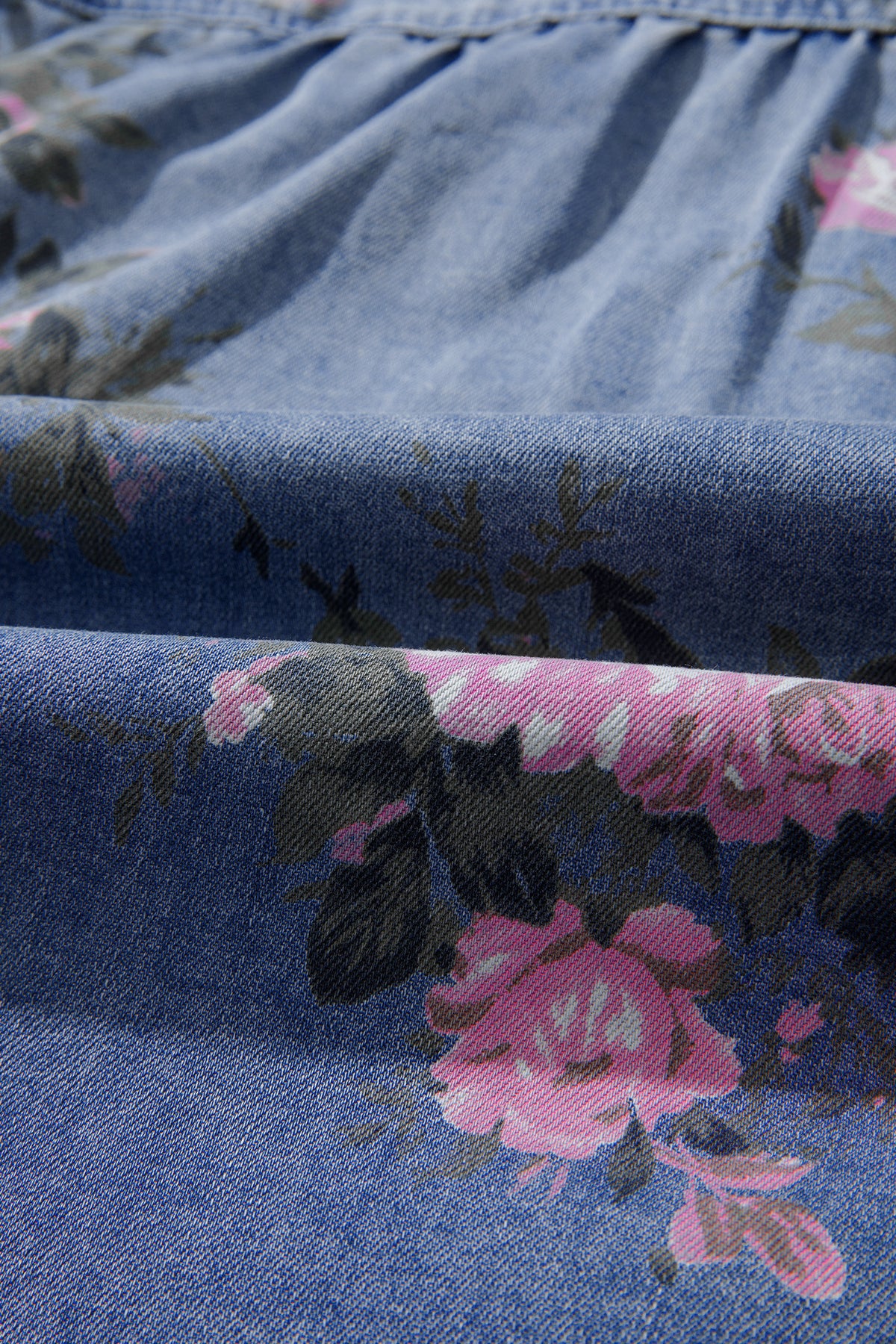 Bracelet Sleeve Floral Denim Blouse