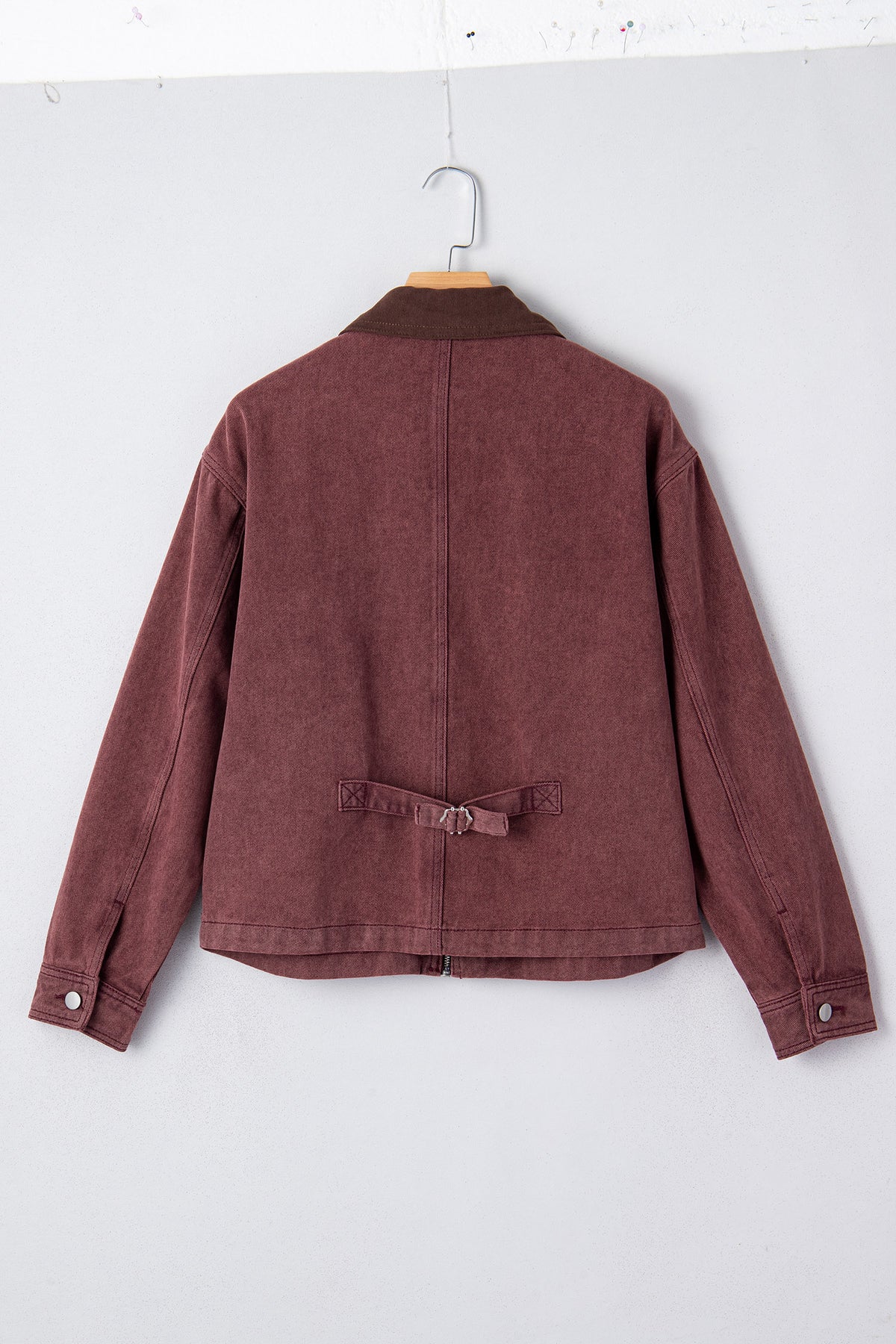 Corduroy Collar Zipped Denim Jackets