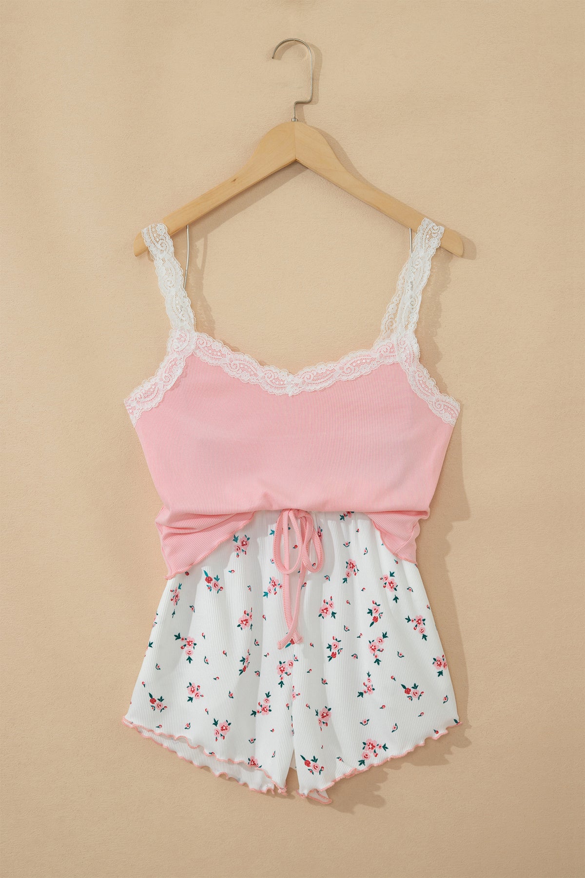 Ribbed Knit Floral Lounge Set