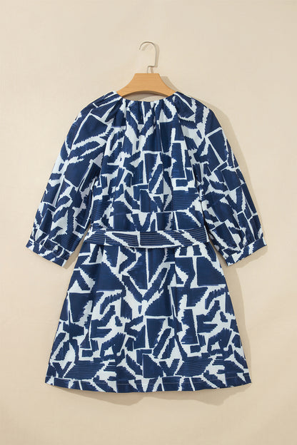 Abstract Geometric Zip Mini Dress
