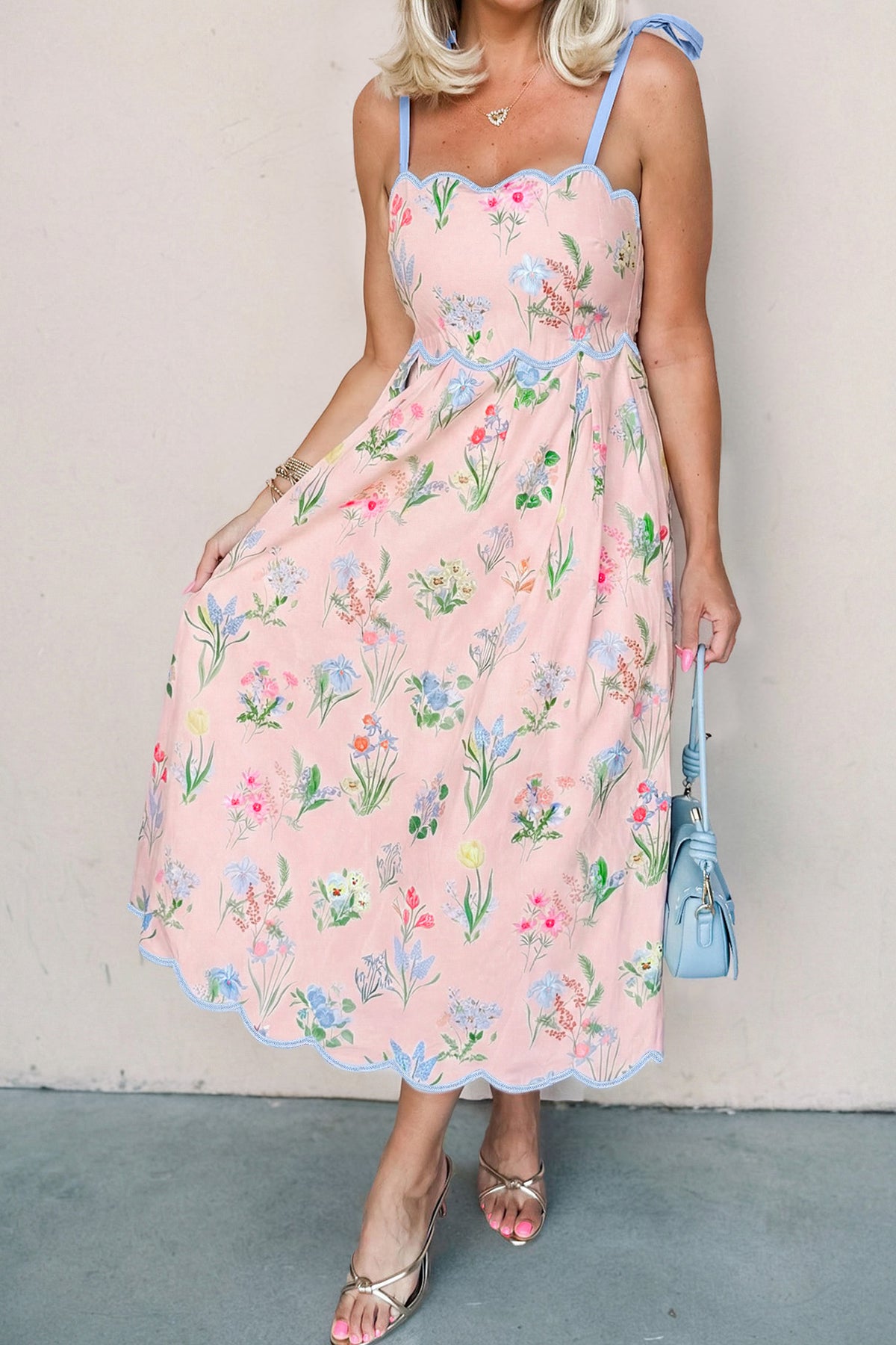 High Waist Midi Floral Dress