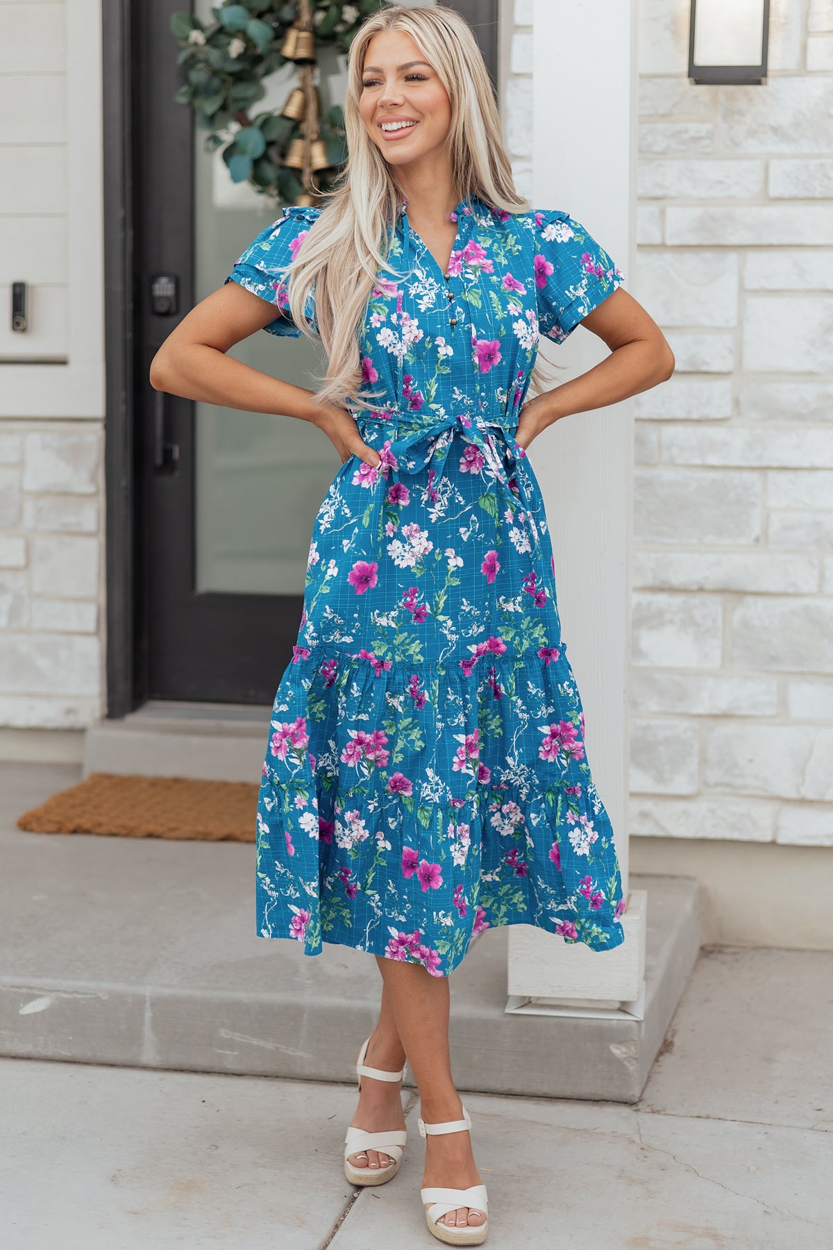 Floral Flutter Sleeve Maxi Dress