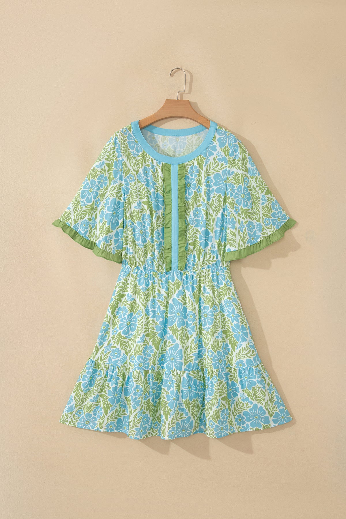 Ruffle Short Sleeve Floral Dress