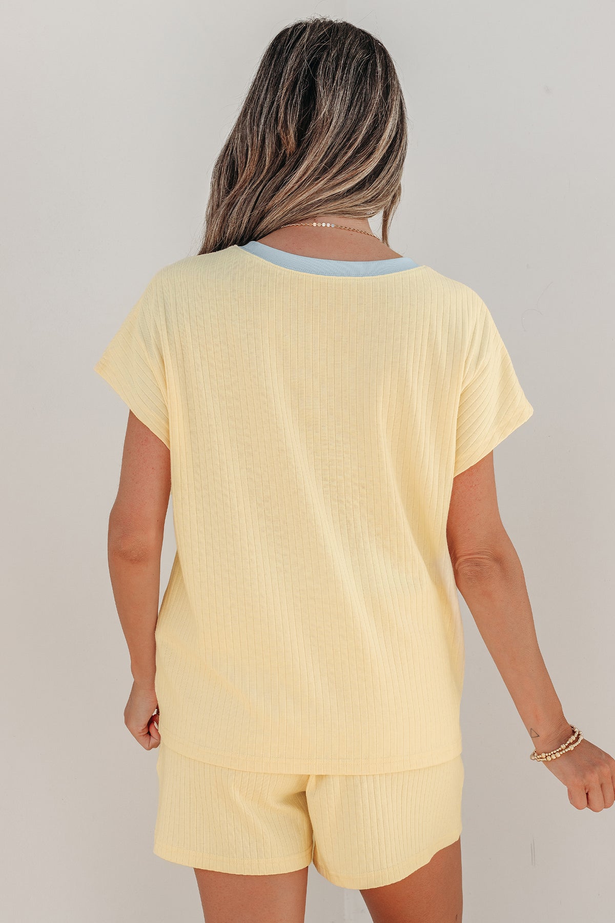 Soft Color Block Short Set