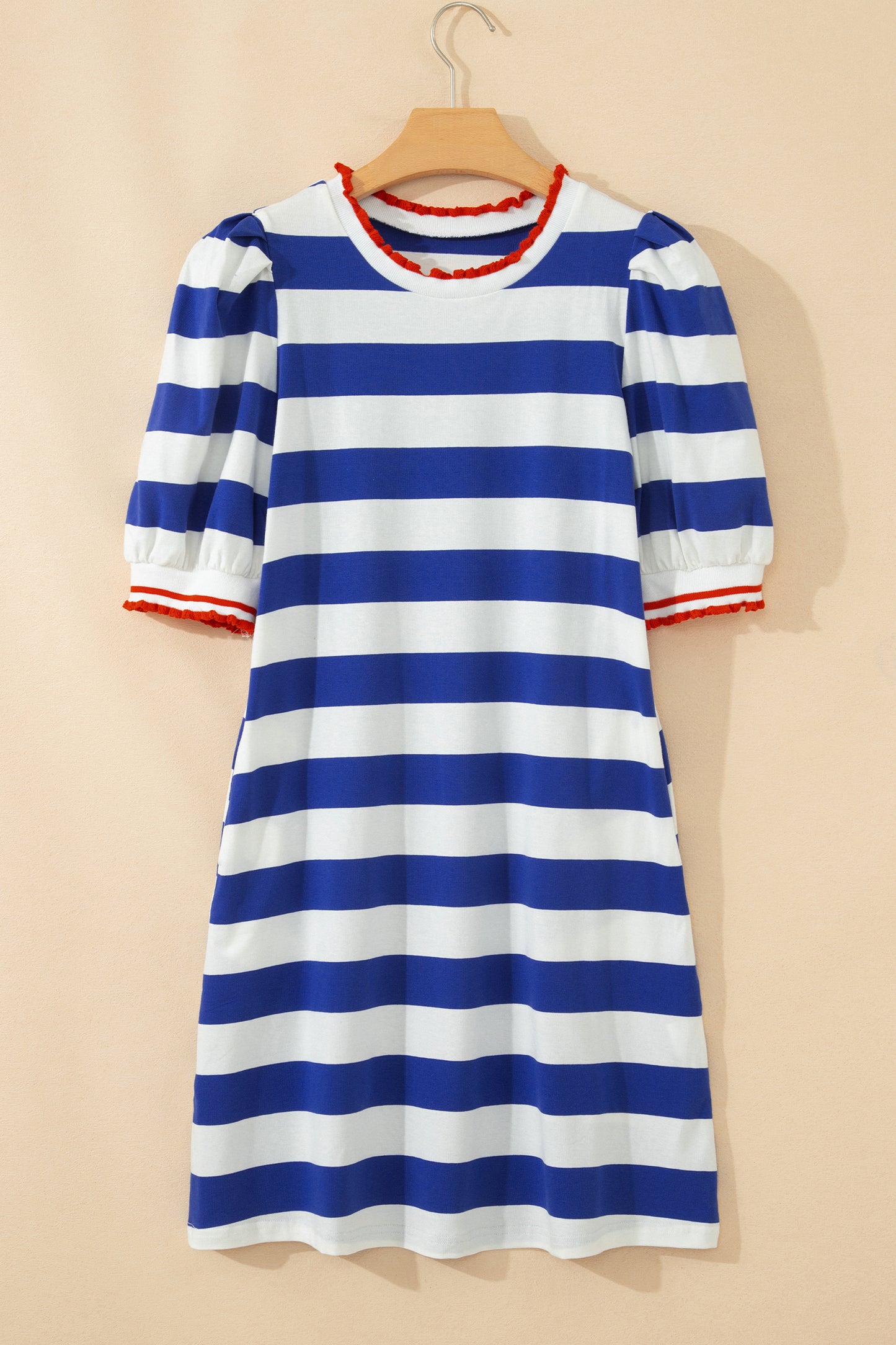 Stripe Puff Sleeve Mini Dress