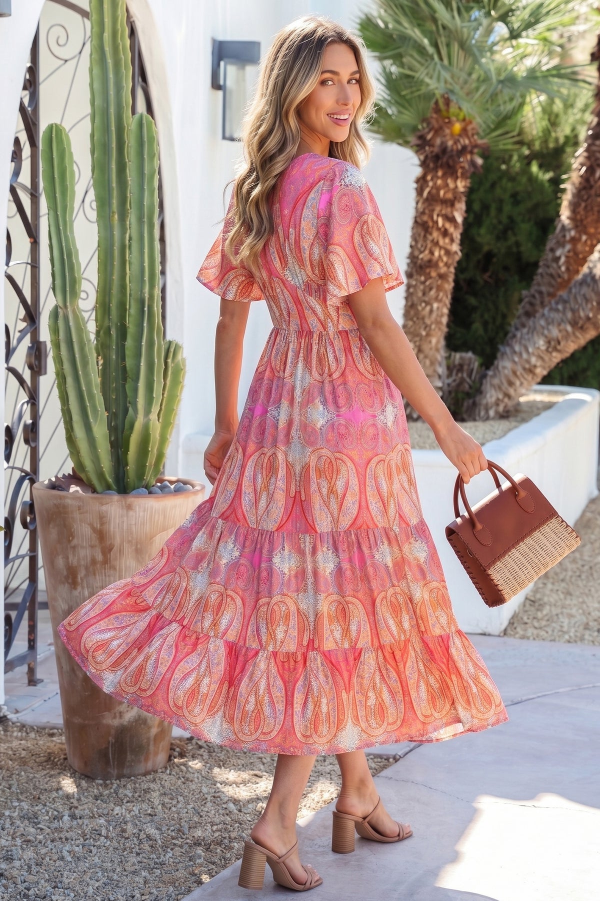 Paisley Boho Ruffle Floral Dress