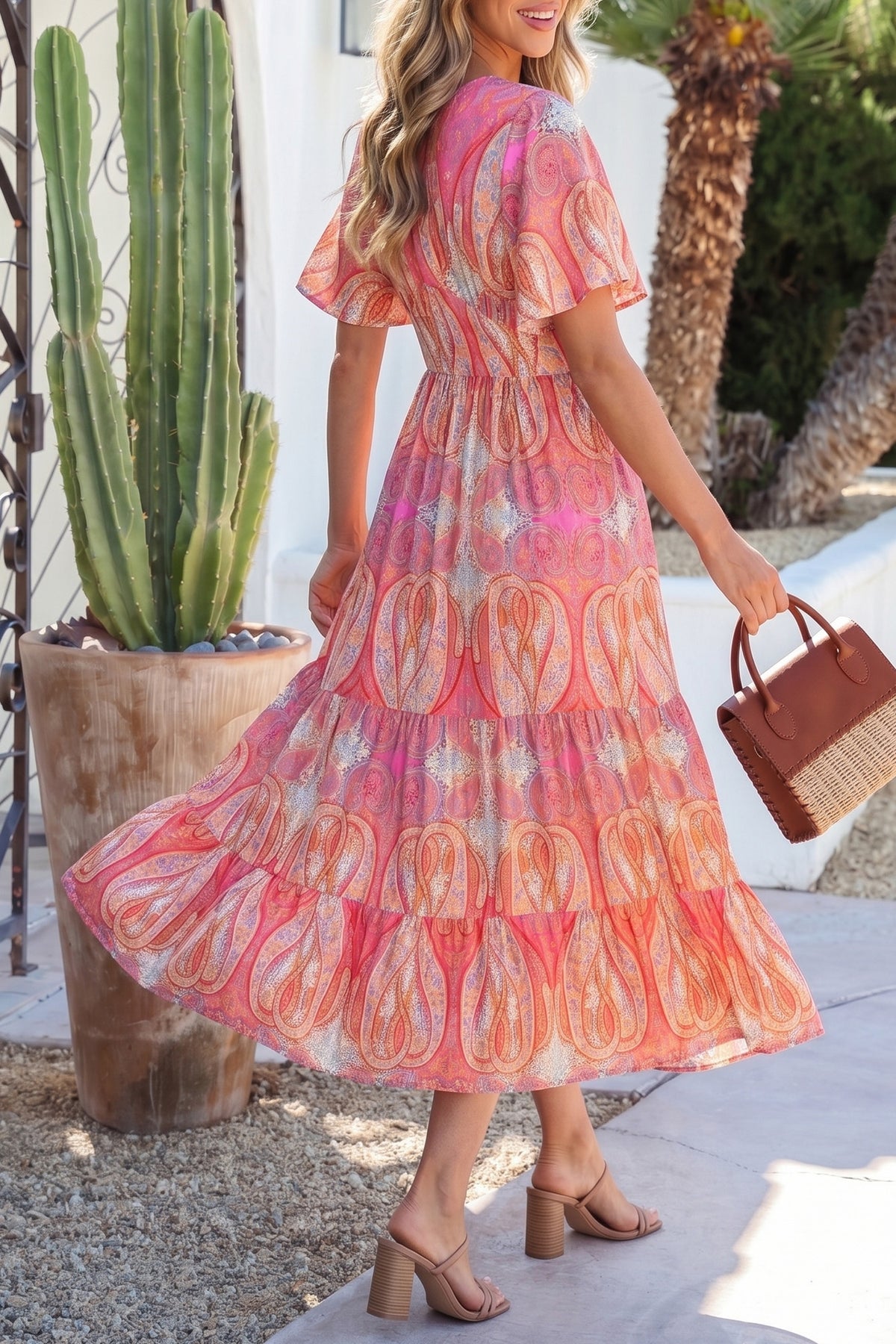 Paisley Boho Ruffle Floral Dress