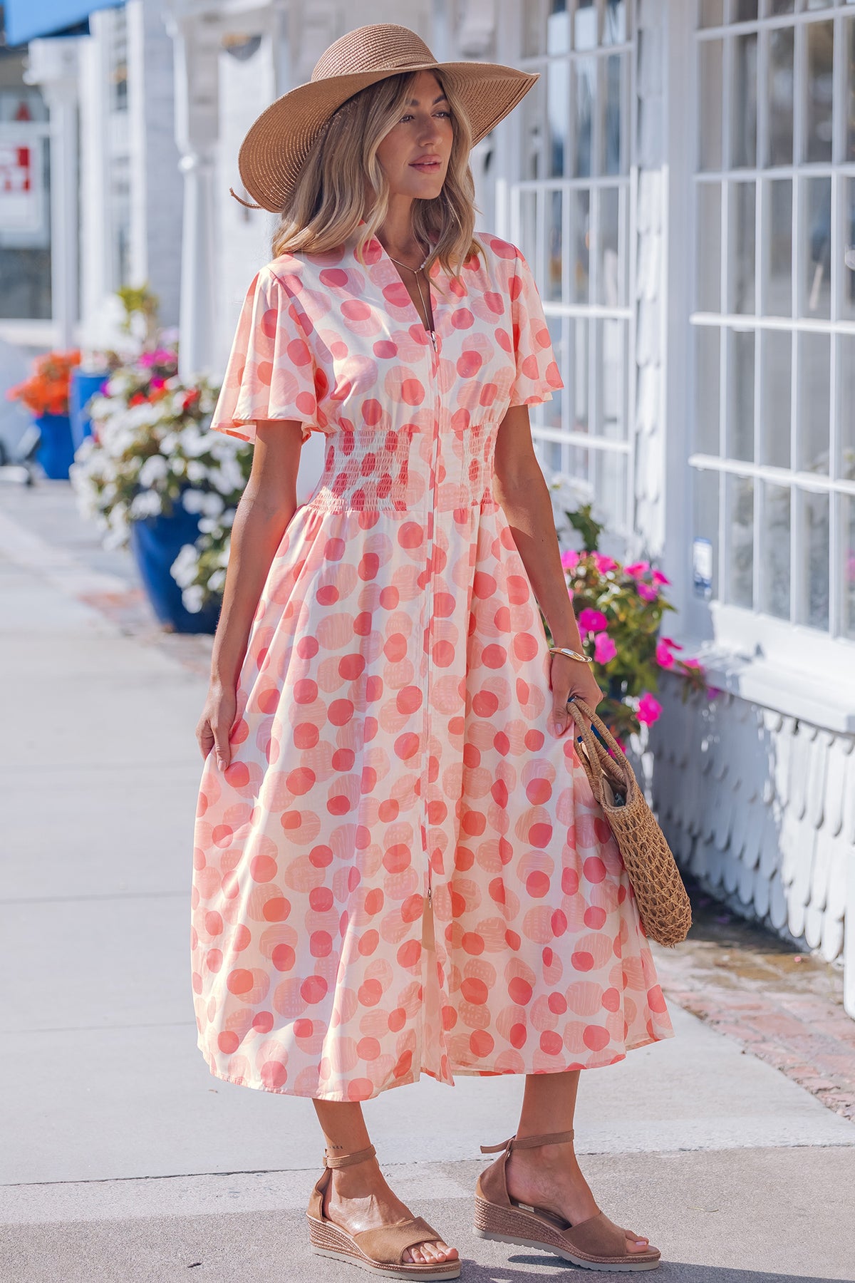 Polka Dot Ruffle Maxi Dress