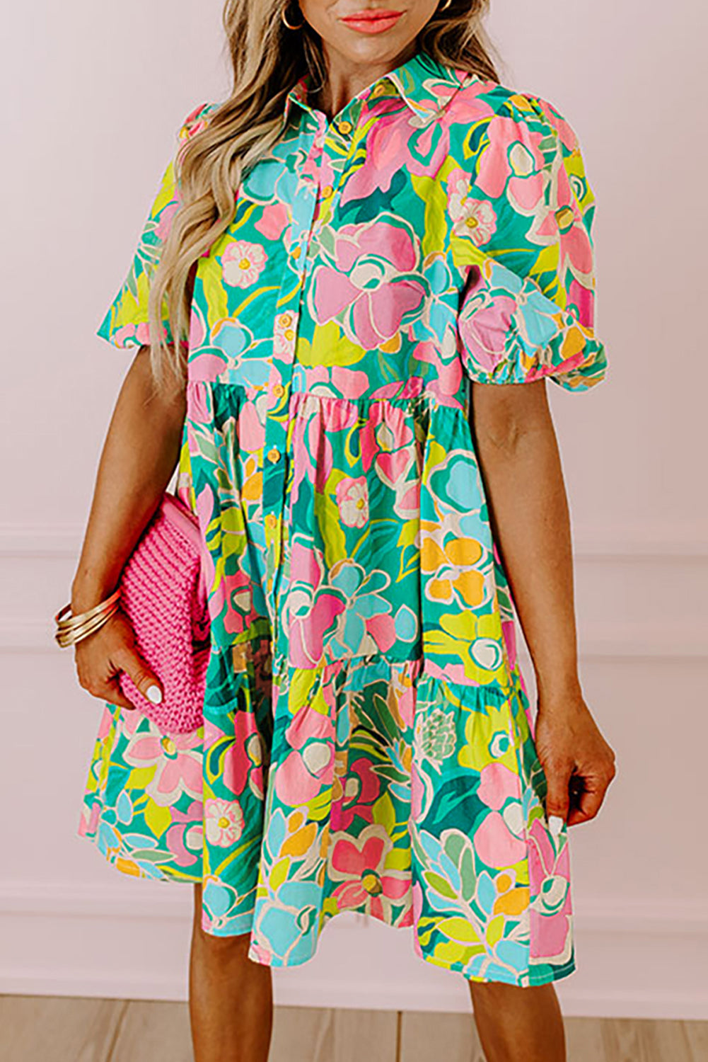 Puff Sleeve Babydoll Floral Dress