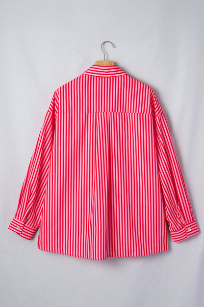 Stripe Button-up Long Sleeve Blouse
