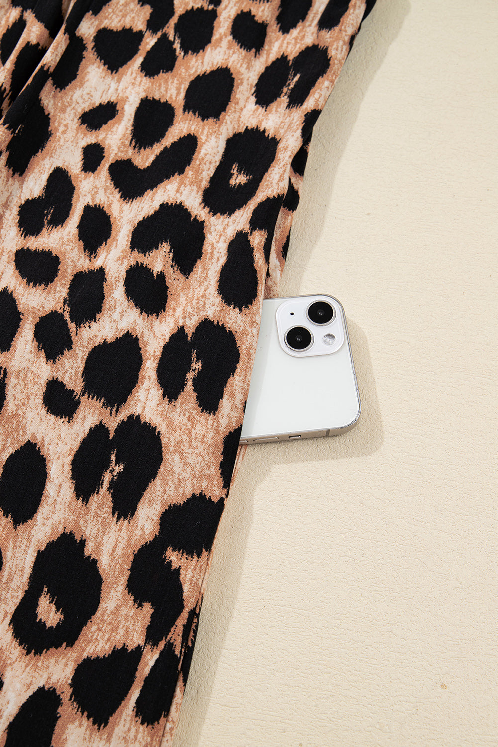 Leopard Smocked Detail Midi Dress