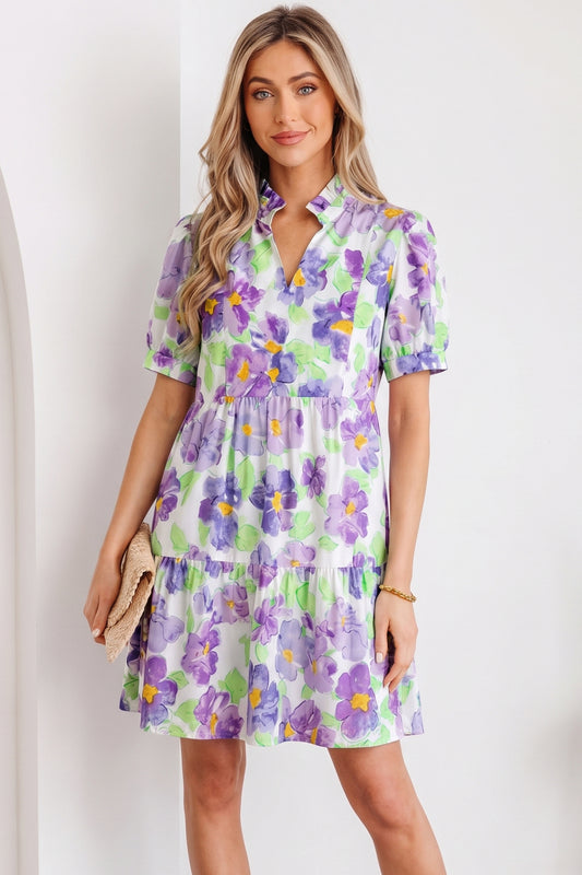 Floral Tiered Ruffle Mini Dress