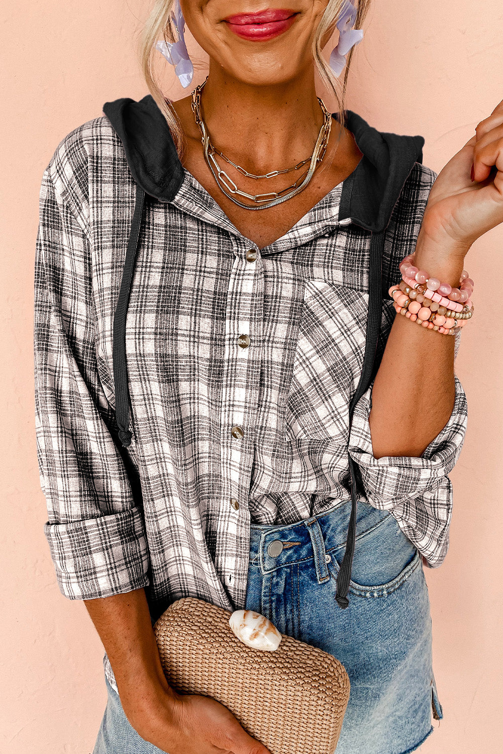 Checkered Fit Buttoned Plaid Shackets