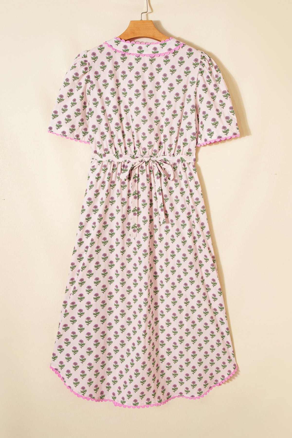 V-neck Short Sleeve Floral Dress