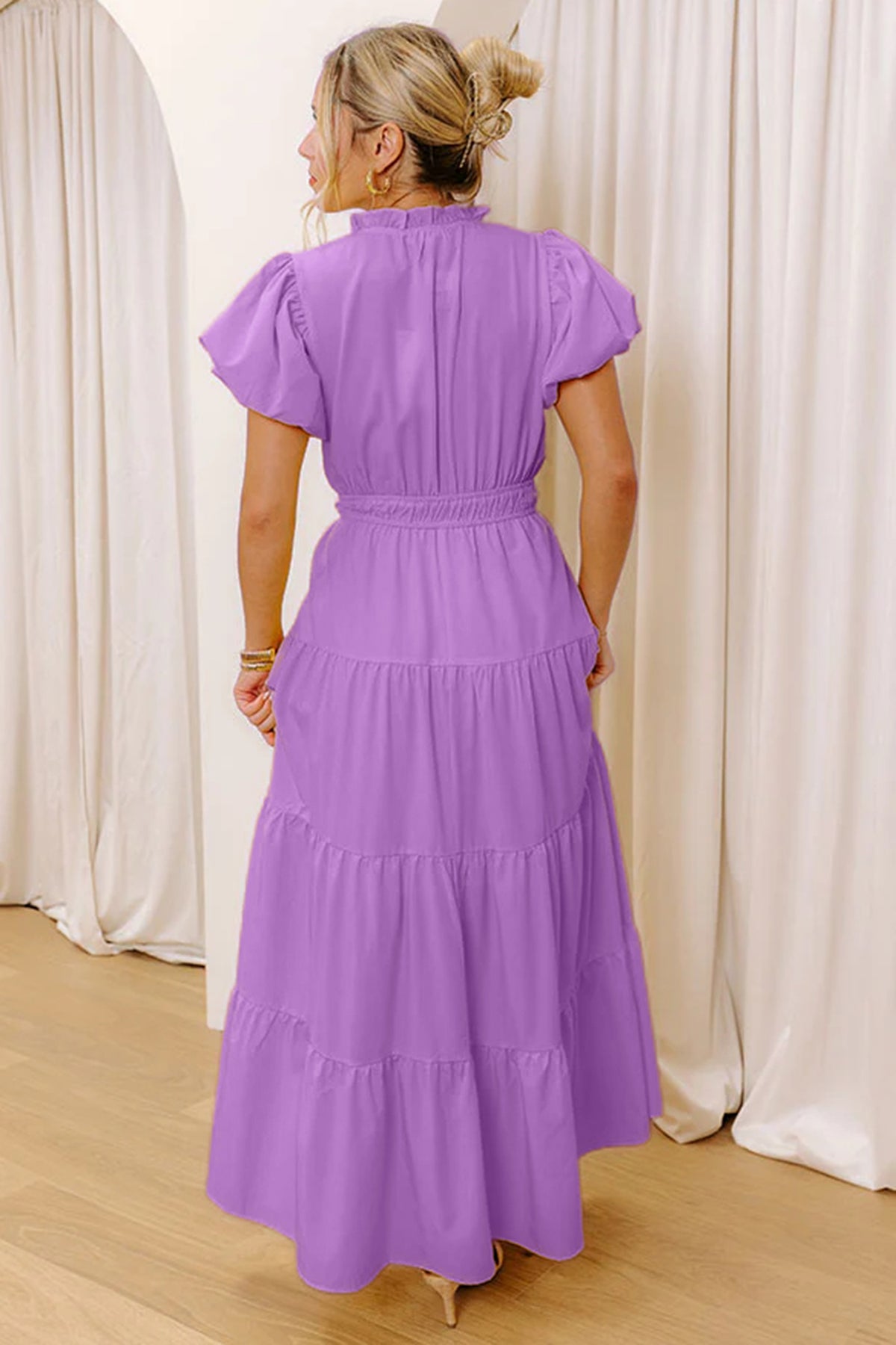 Puff Sleeve Tiered Maxi Dress
