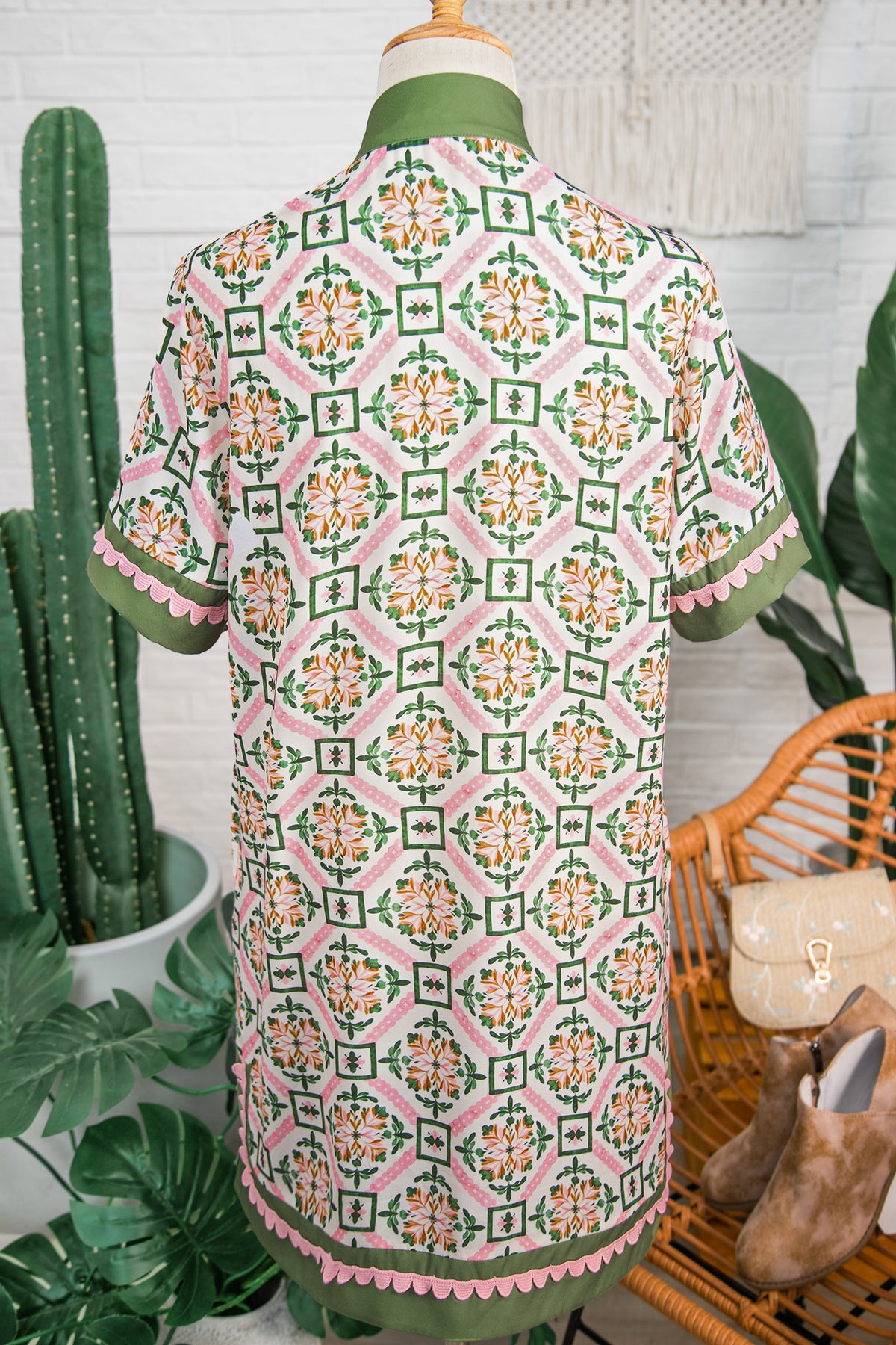 Boho Geometric Mini Floral Dress