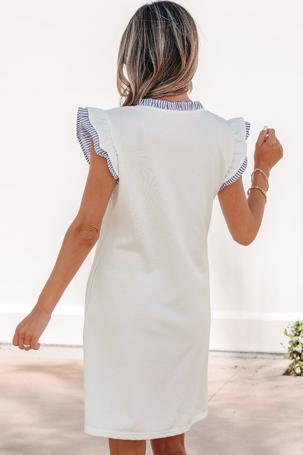 Striped Ruffle Sleeveless Mini Dress