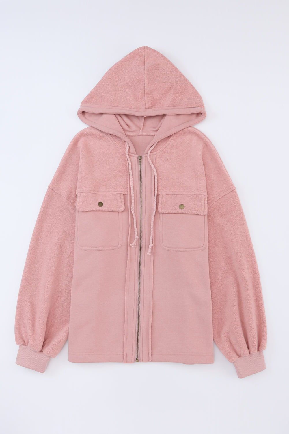 Flap Pocket Drawstring Hood Jackets