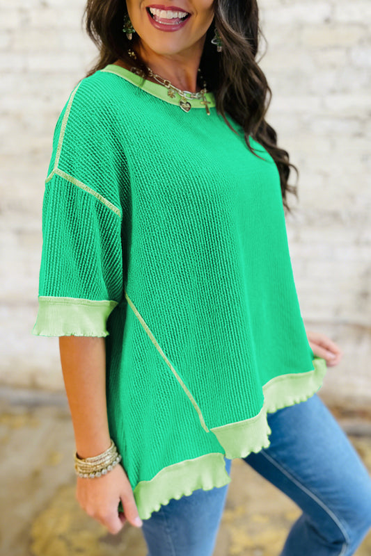 Uneven Hem Twist Ribbed Tee