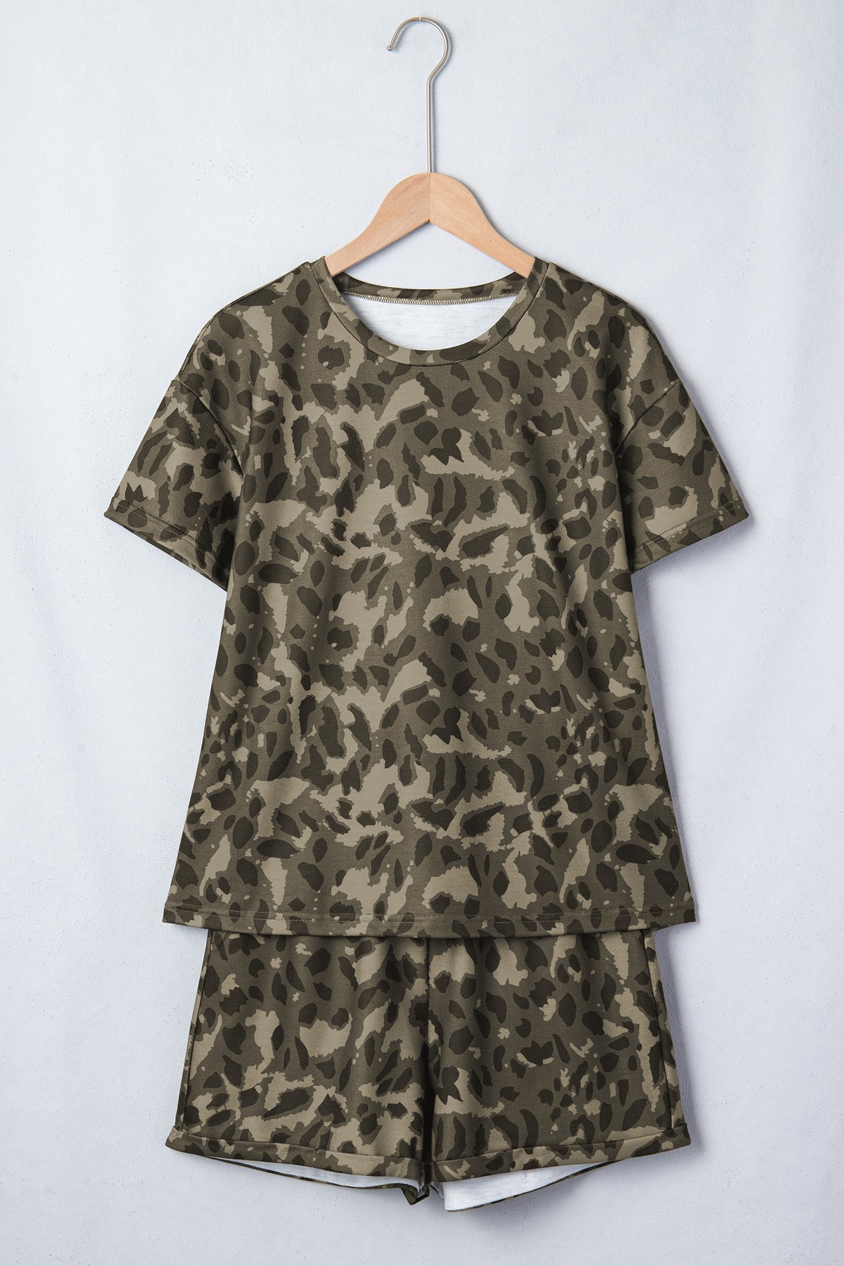 Leopard Crew Neck Short Set