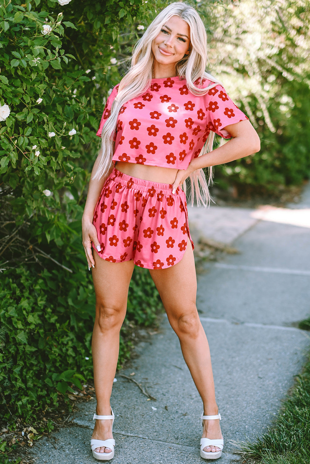 Floral Crop Tee Lounge Set