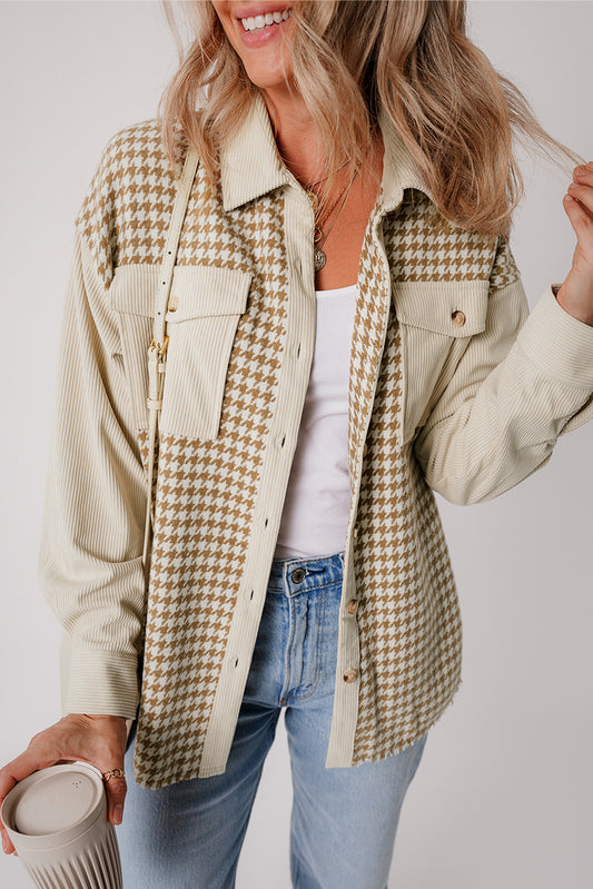 Houndstooth Corduroy Flap Pocket Jackets