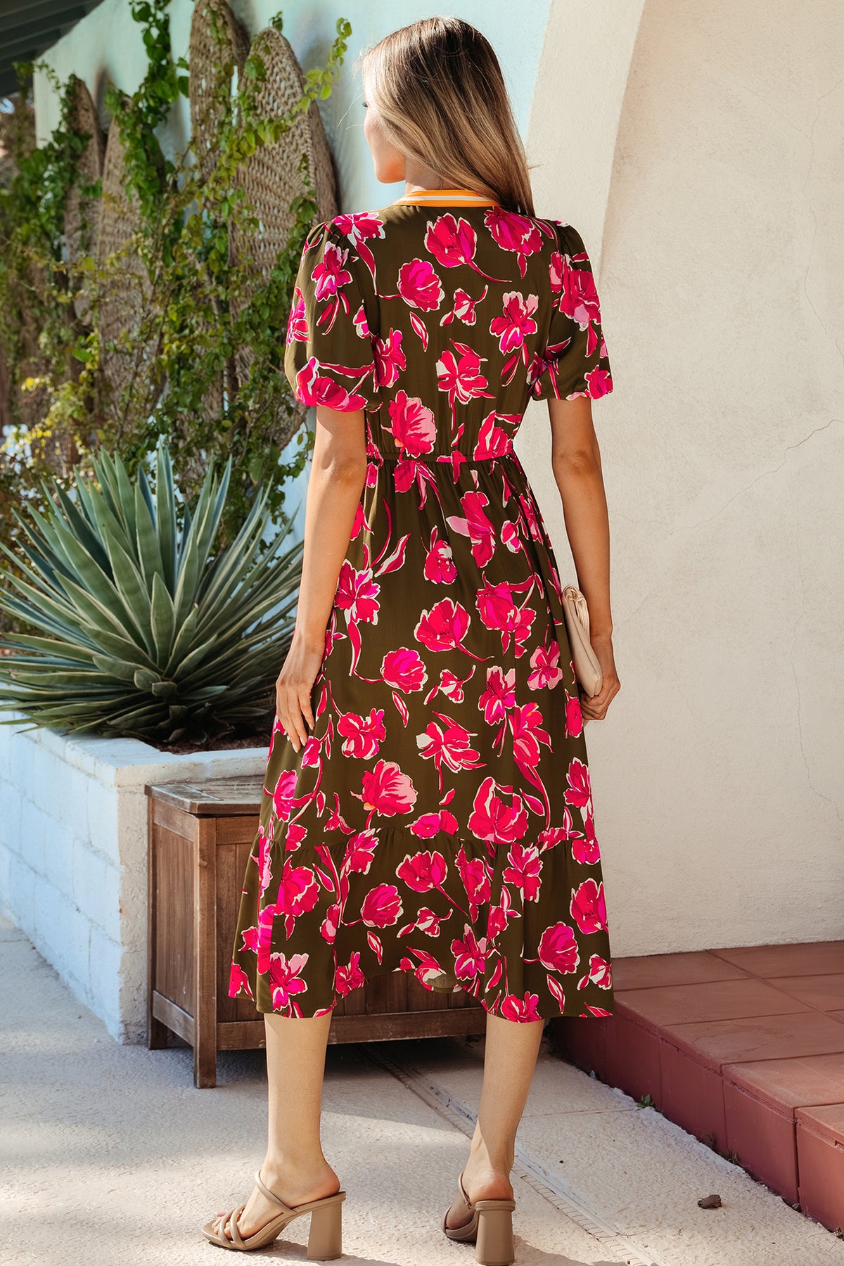 Floral Striped Short Maxi Dress