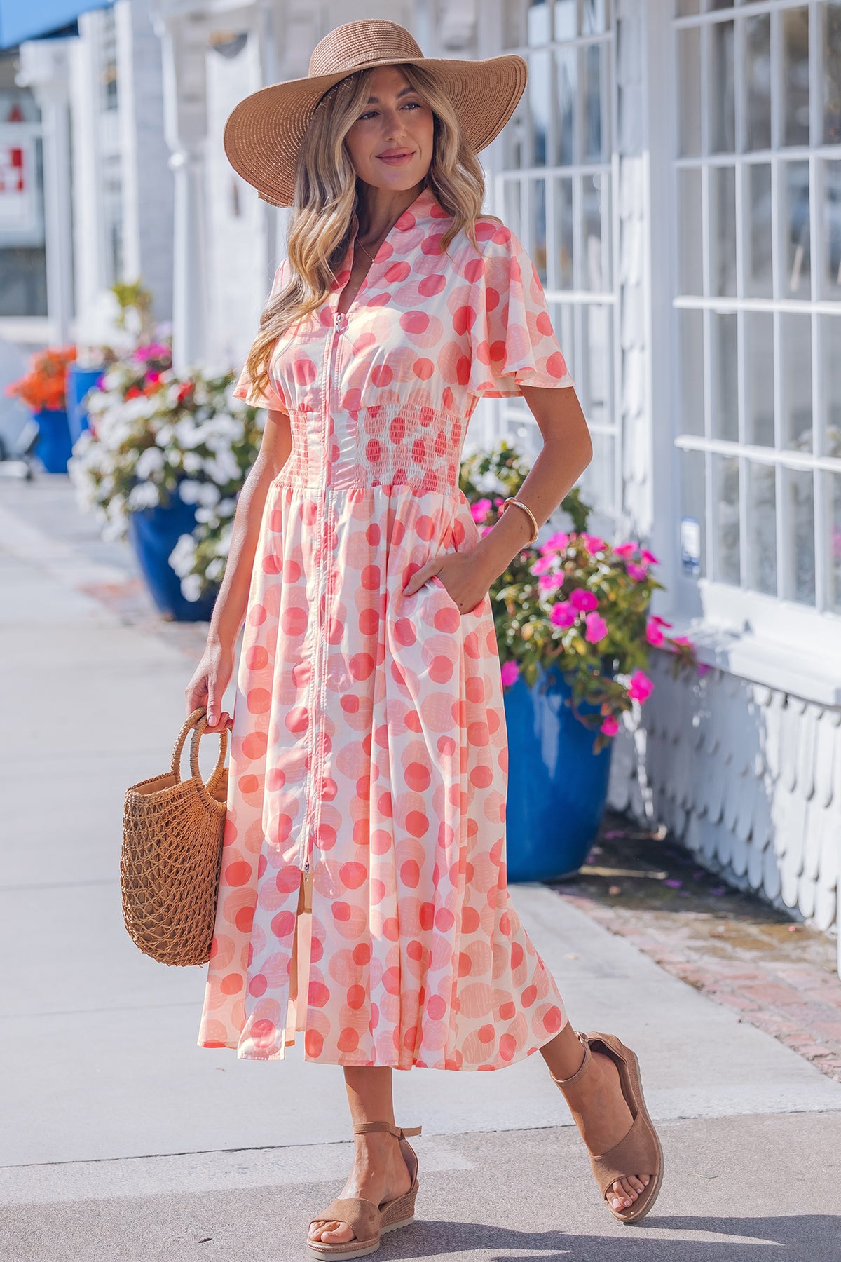 Polka Dot Ruffle Maxi Dress
