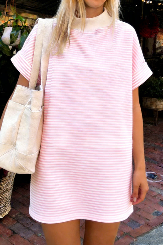 Stripe Short Sleeve Mini Dress