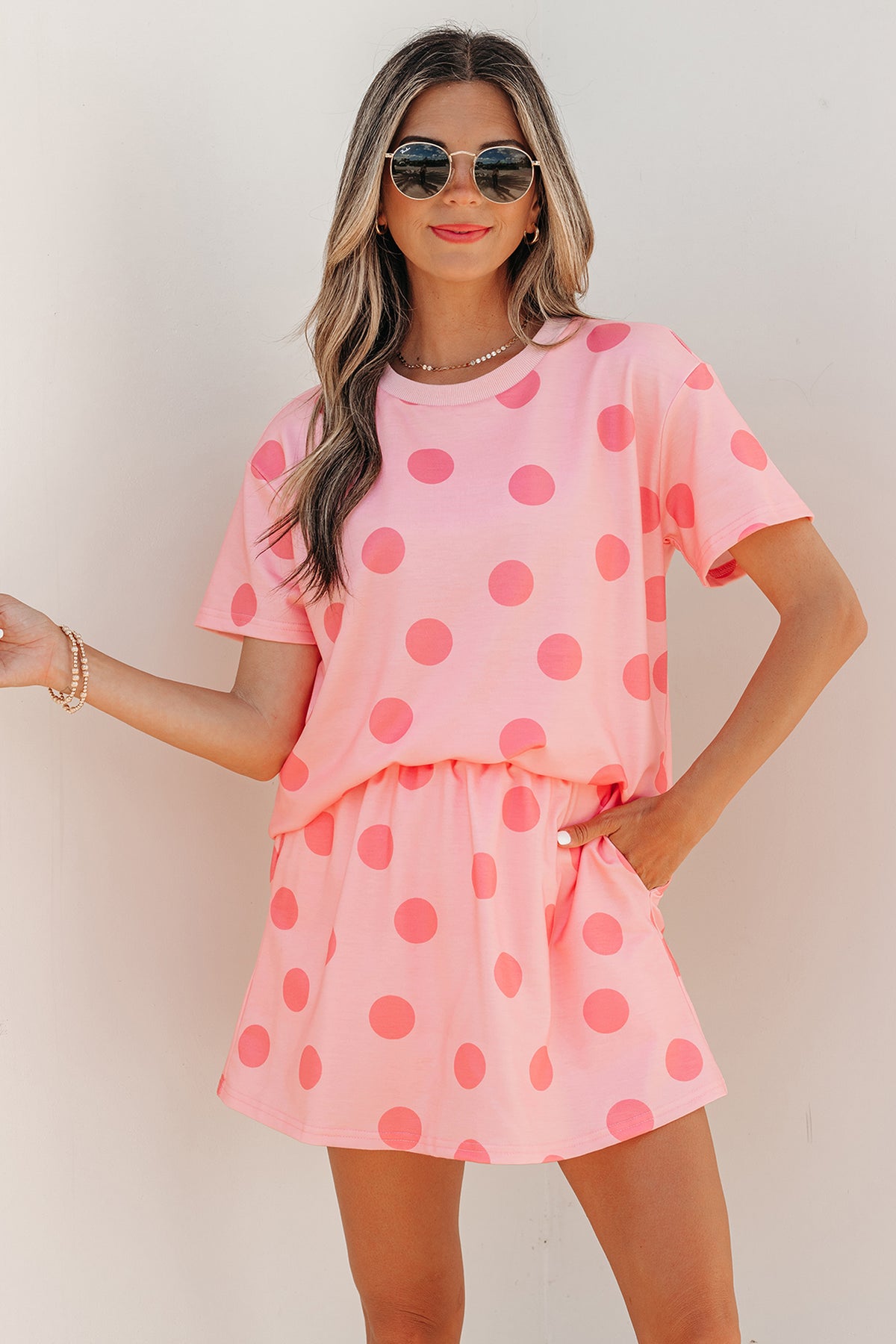 Polka Dot Top Two-Piece Set