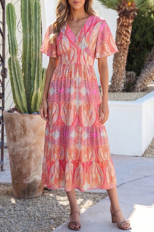 Paisley Boho Ruffle Floral Dress