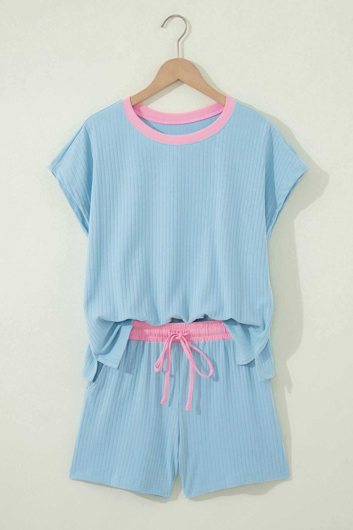 Soft Color Block Short Set