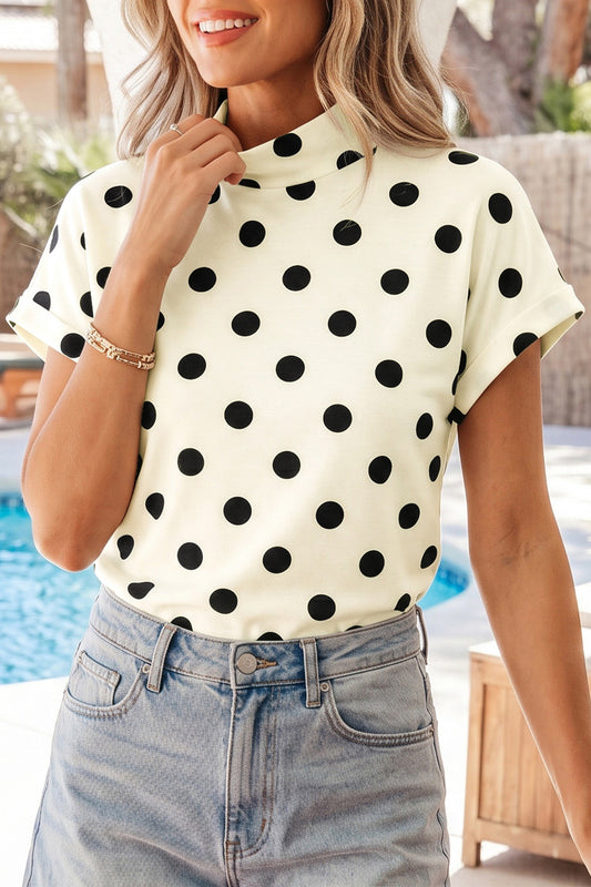 Polka Dot High Neck Tee