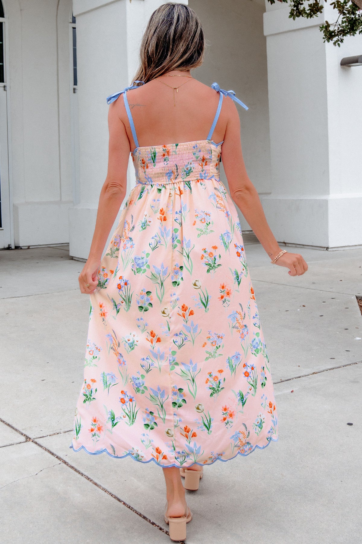 High Waist Midi Floral Dress