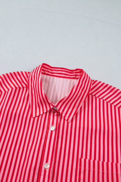 Stripe Button-up Long Sleeve Blouse